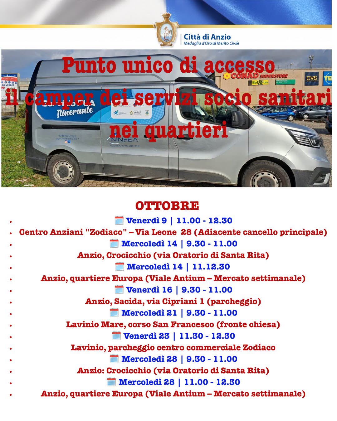 Locandina di Camper dei servizi socio sanitari - Crocicchio Anzio