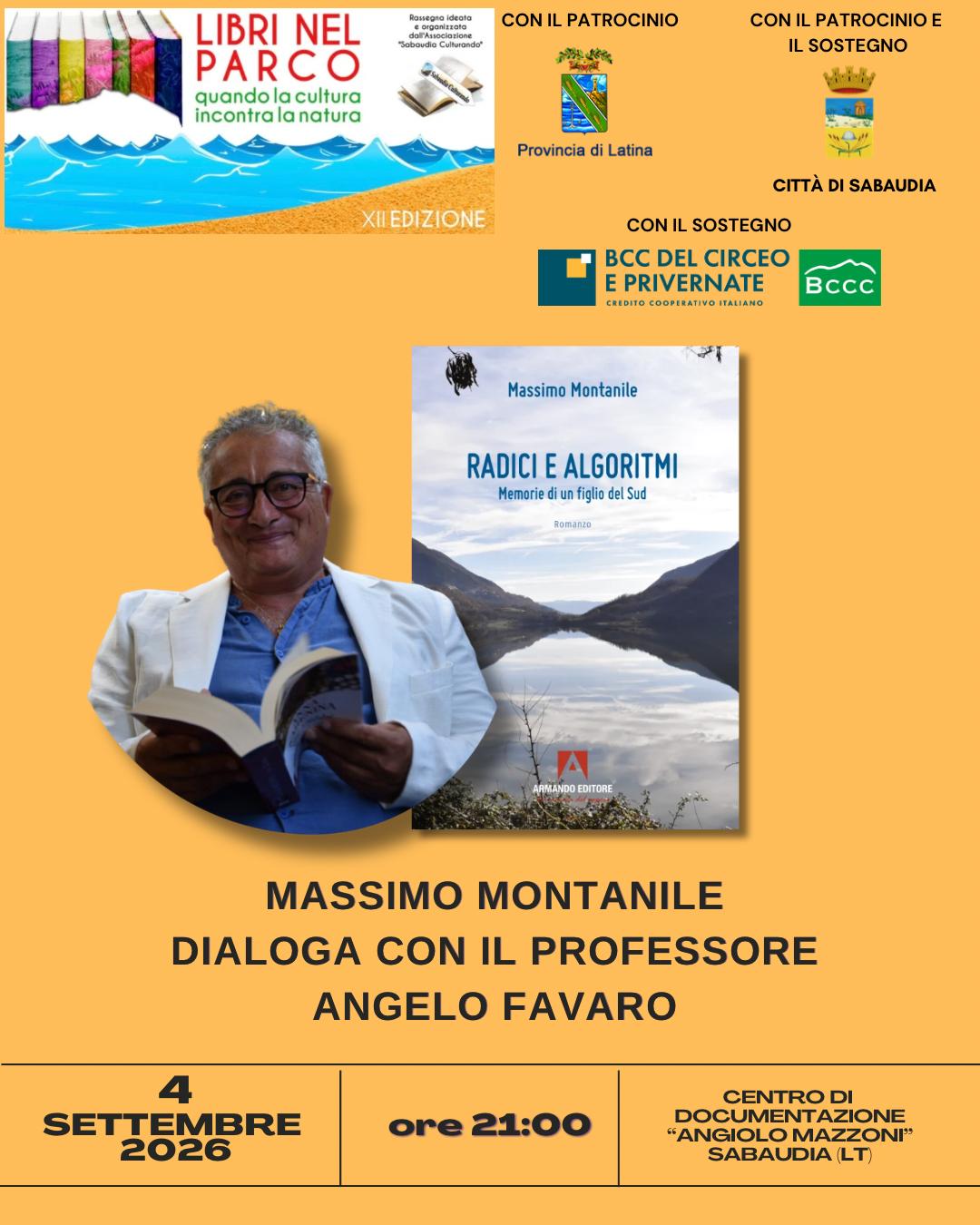 Locandina di Massimo Montanile presenta “Radici e algoritmi” a Libri nel Parco